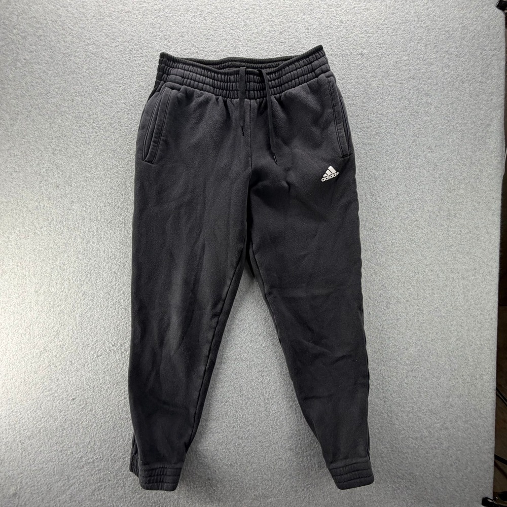 Adidas Mens Fleece Jogger Sweatpants Black Tapered Athletic Pants Size Medium